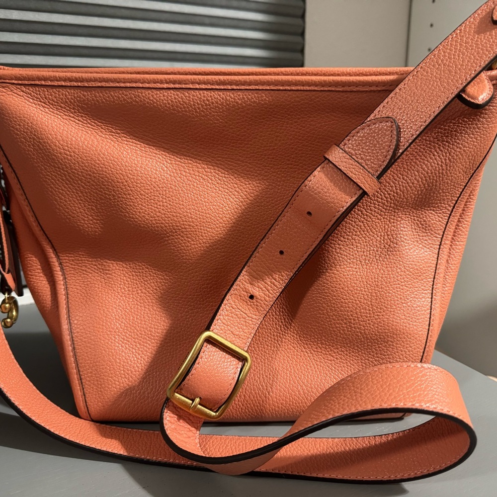 Coach Peach Leather Shoulder Bag with matching wallet